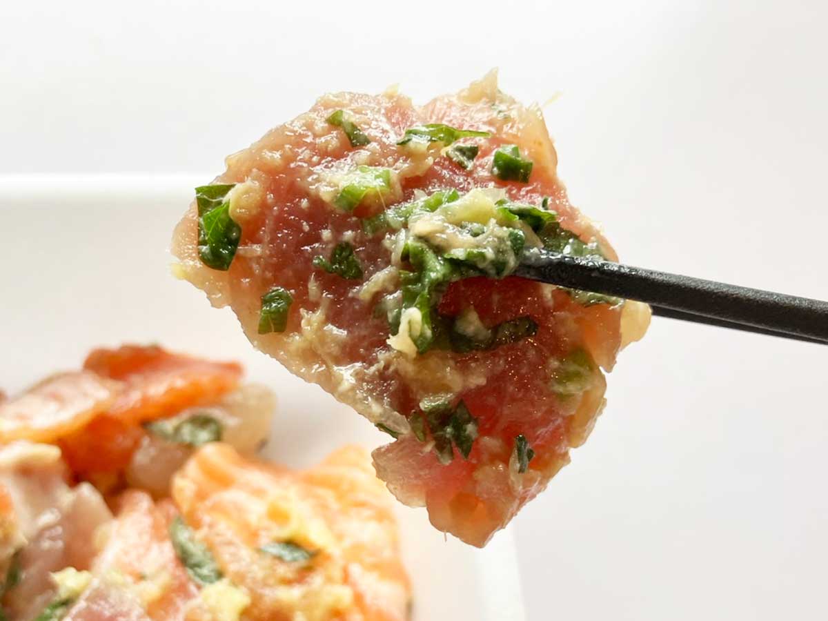 【角上魚類】400円「海鮮なめろう」普通とは違う！　魚が「ぶつ切り」で食べ応えが十分！の画像7