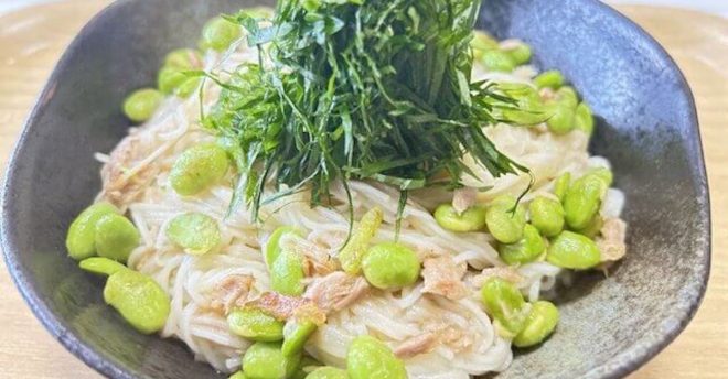 枝豆とツナ缶だけ【枝豆そうめんチャンプルー】作ったら、どハマリ！　「正直飽きた」そうめんが蘇るレシピ