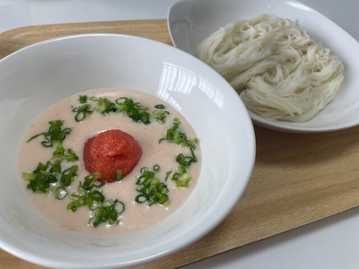 「ムフゥ」一口目でため息出るうまさ！【明太クリームつけそうめん】夏が終わるまでに食べてほしいレシピの画像1